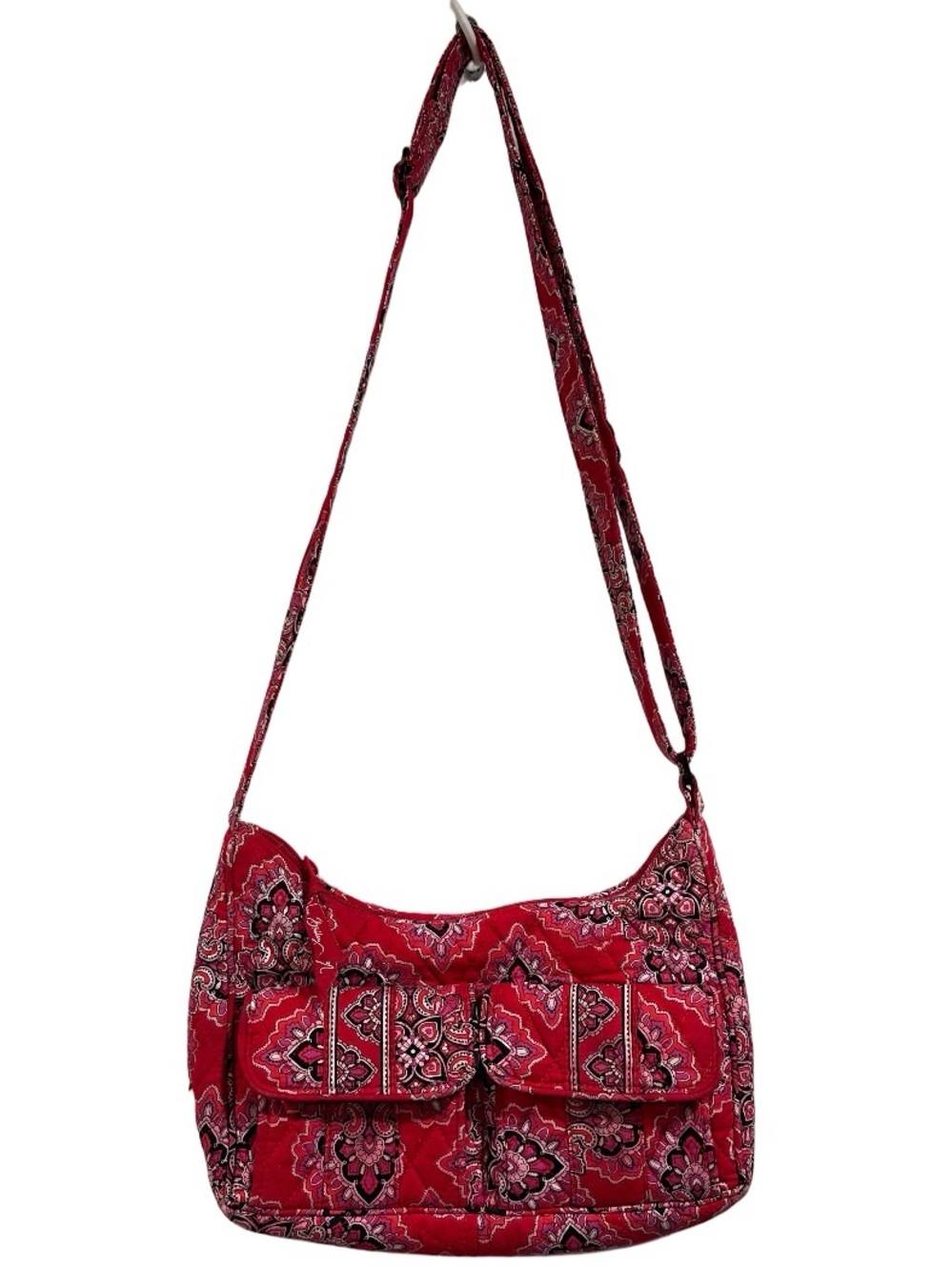 Vera Bradley Libby Crossbody Bag Frankly Scarlet 2008 Red Paisley Quilted Cotton - Picture 4 of 17